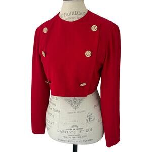 Vintage Red Lillie Rubin Double Breasted Coquette Structured Cropped Blazer Sz 6